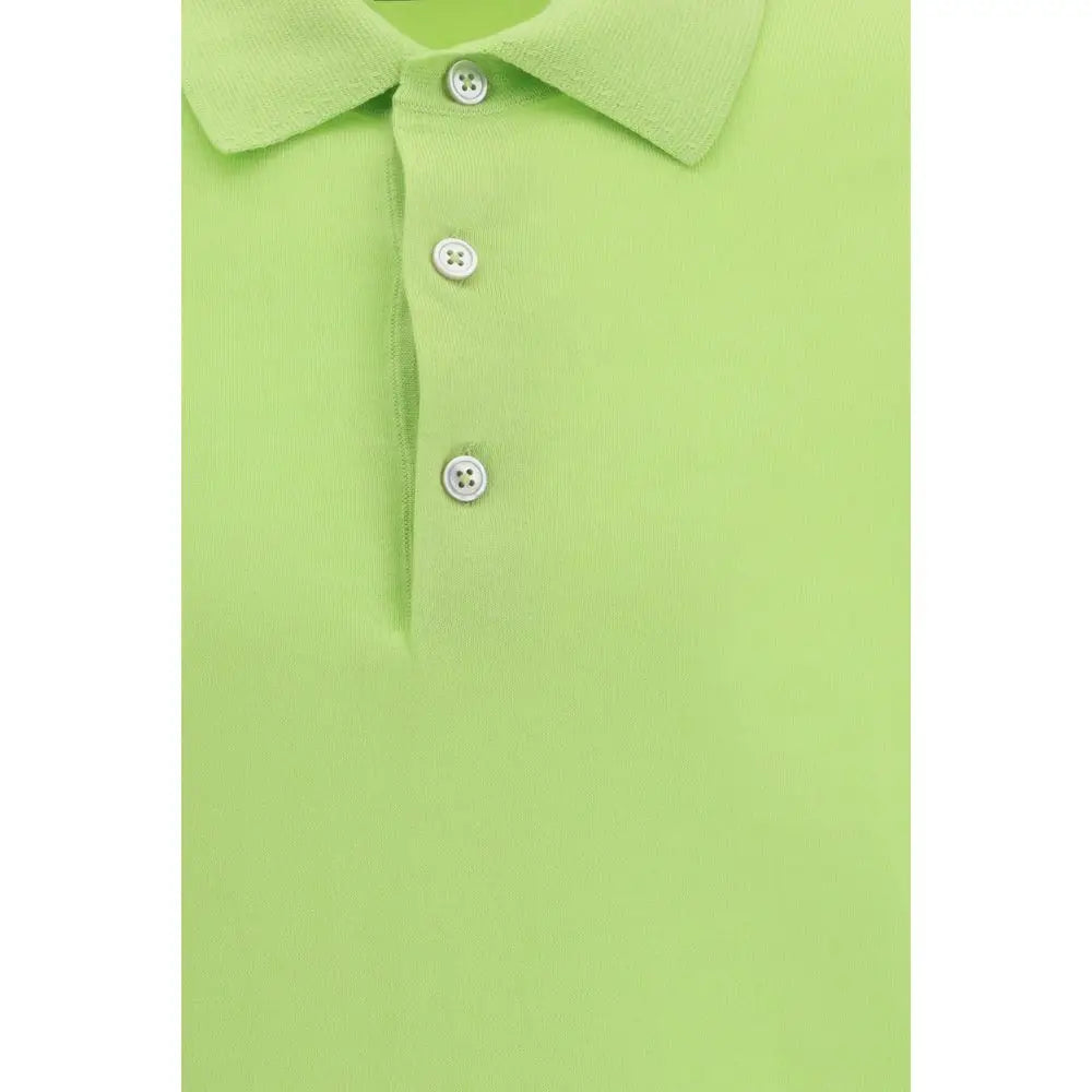 Tom Ford bicolor polo shirt i levende limegrøn med klassisk krave og tre hvide knapper