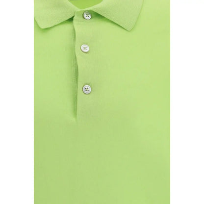 Tom Ford bicolor polo shirt i levende limegrøn med klassisk krave og tre hvide knapper