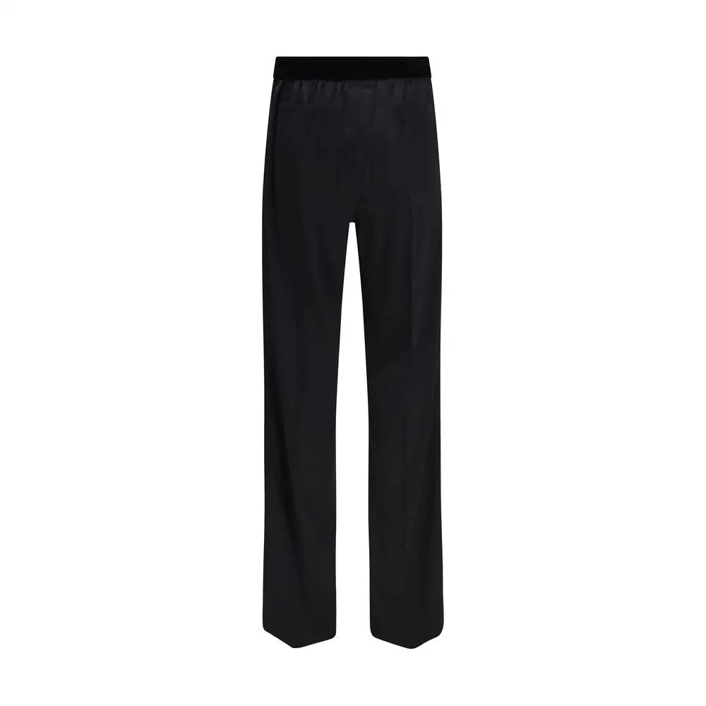 Tom Ford black silk casual pants with velvet waistband