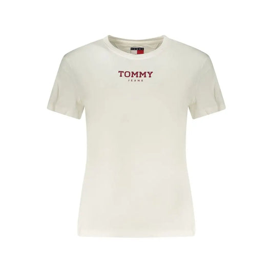 Tommy Hilfiger Bianco bomuld kvinders T-shirt i creme med rødt logo