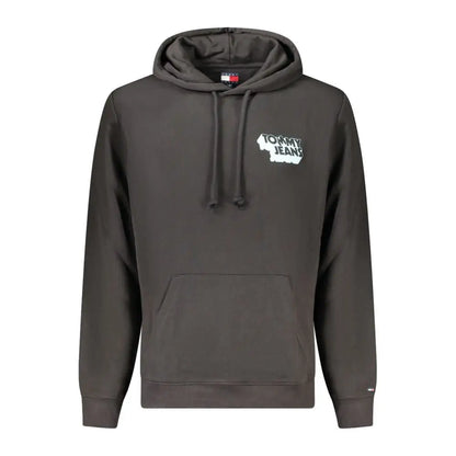 Tommy Hilfiger black cotton herre hoodie i mørkegrå med hvid logo