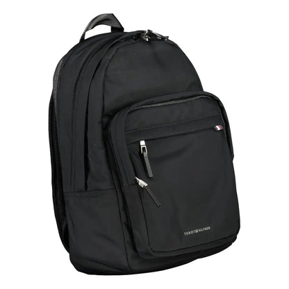Tommy Hilfiger black polyester backpack med lynlåse og logo
