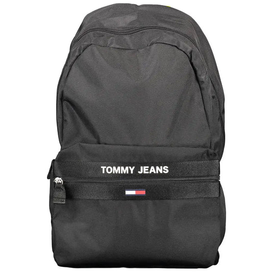 Tommy Hilfiger black polyester backpack med logo og flag emblem