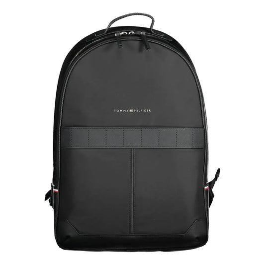 Tommy Hilfiger black polyester backpack med sømde detaljer