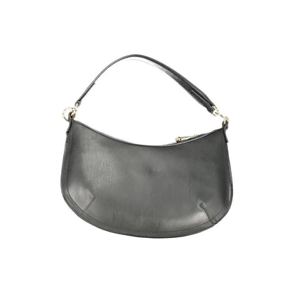 Tommy hilfiger black polyethylene hobo taske med buet top og sølv hardware