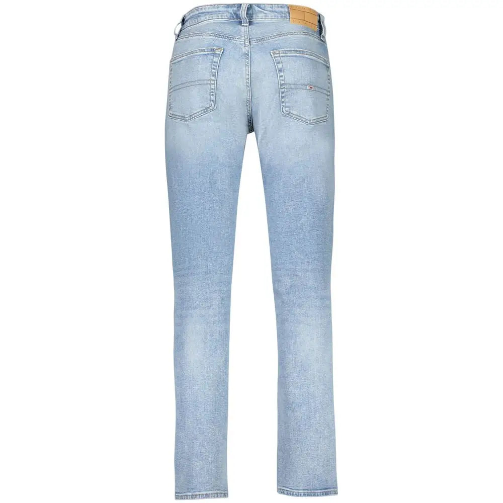 Tommy Hilfiger blue cotton mænds jeans med lysvasket denim og læderpatch