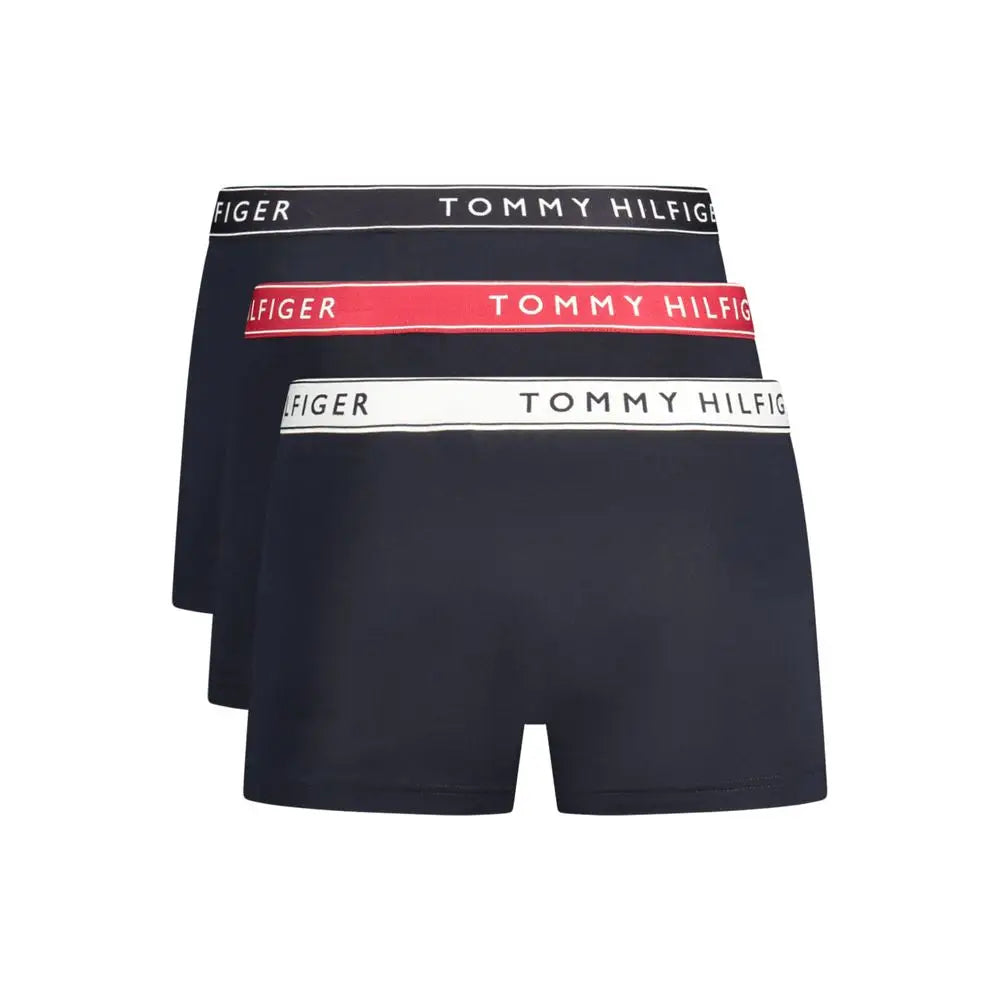 Tre-pack ikoniske Tommy Hilfiger marineblå boxer shorts med kontrastbånd