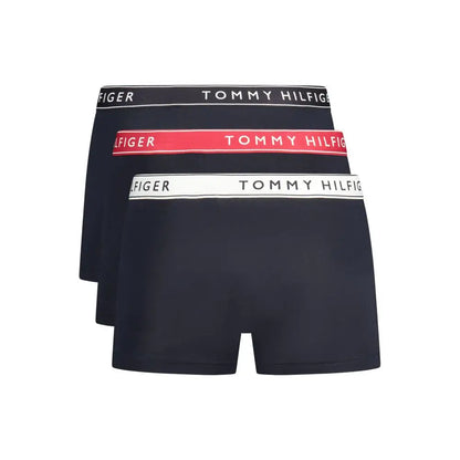 Tre-pack ikoniske Tommy Hilfiger marineblå boxer shorts med kontrastbånd