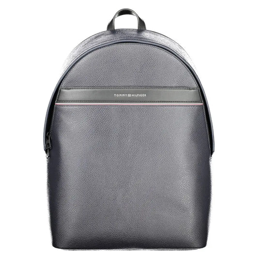 Sleek Tommy Hilfiger blue polyethylene backpack i mørkegrå læder
