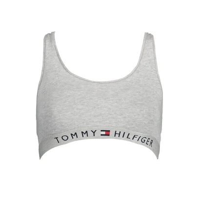 Tommy Hilfiger grå bomuldssportsbra til kvinder i cropped design