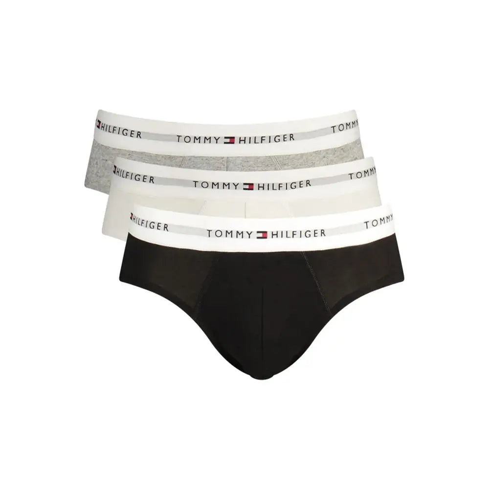 Tommy Hilfiger grå bomuldsbriefs i sort, hvid og grå med logo-taljebånd