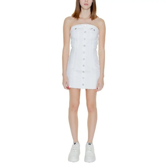 Tommy hilfiger jeans white recycled cotton strapless denim mini dress