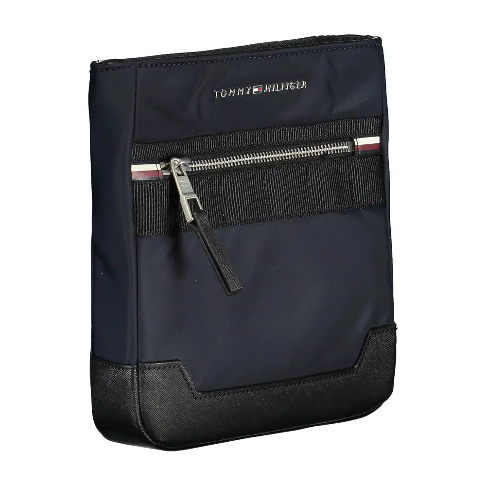 Tommy Hilfiger Sleek Blue Shoulder Bag with Contrasting Details - Skuldertasker