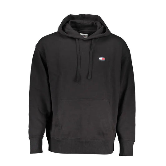 Tommy Hilfiger sleek cotton hoodie med sort stof, logo og drawstrings
