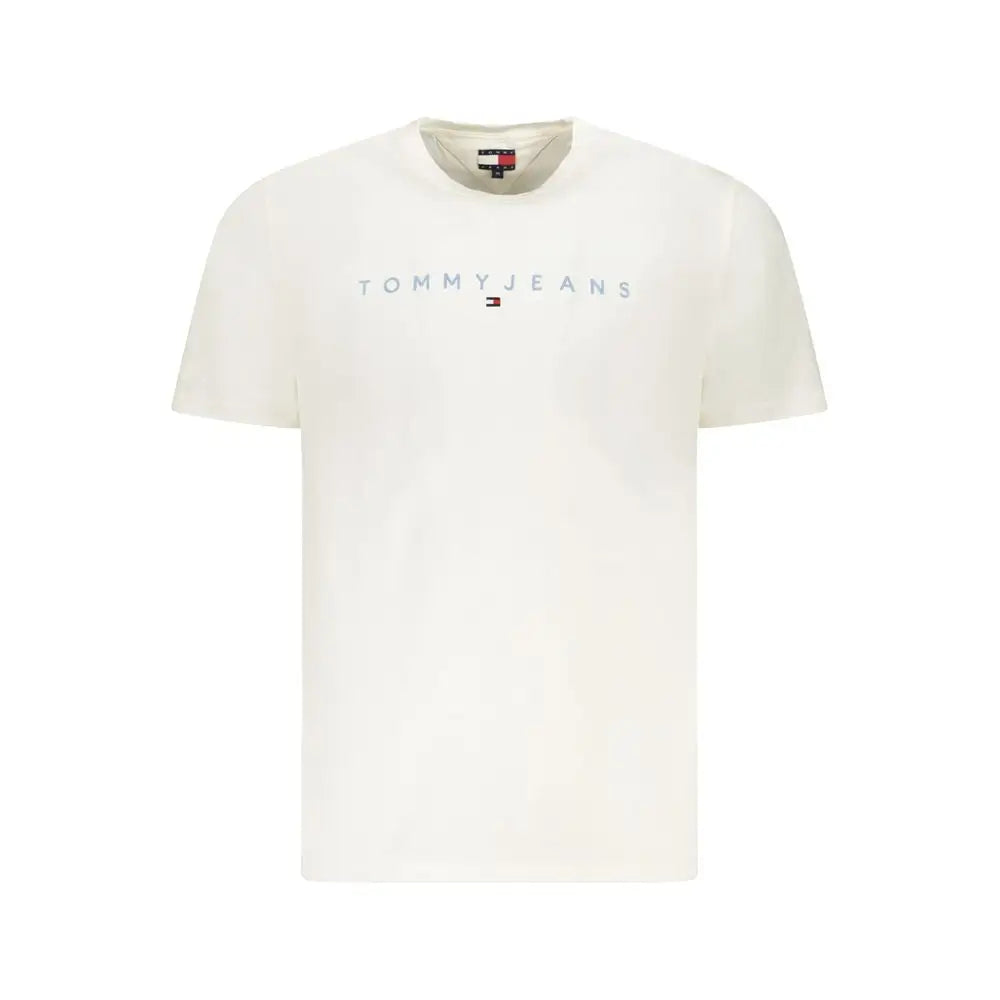Tommy Hilfiger hvid bomuldst-shirt med subtil logo og flag emblem