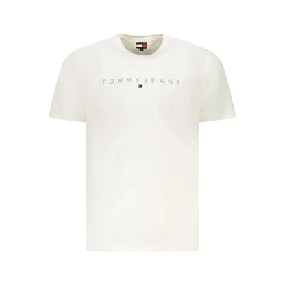 Tommy Hilfiger hvid bomuldst-shirt med subtil logo og flag emblem