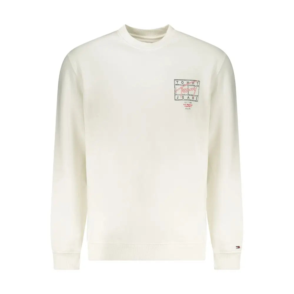 Tommy Hilfiger white cotton herresweatshirt i cremfarvet med logo