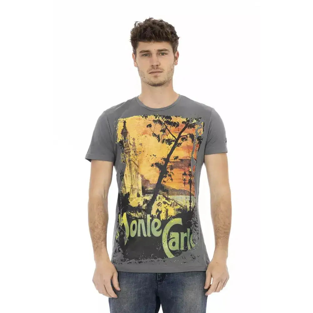 Trussardi Action Gray Cotton Men T-Shirt