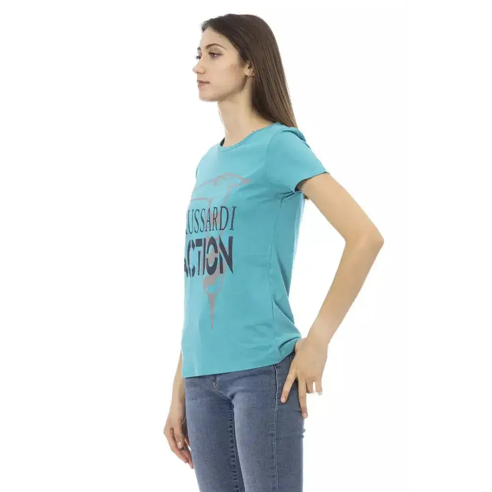 Trussardi Action Light Blue Cotton Women T-Shirt
