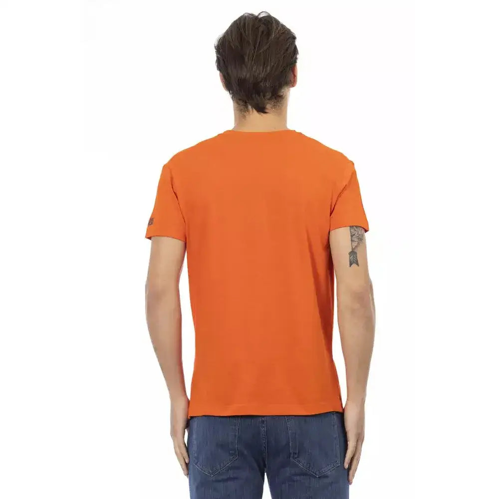 Trussardi Action Orange Cotton Men V-Neck T-Shirt
