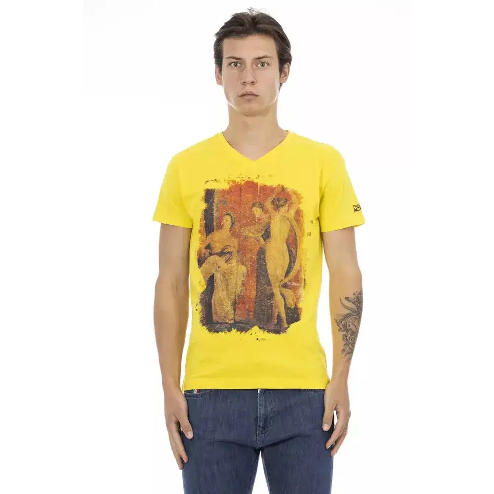Trussardi Action Yellow Cotton Men T-Shirt