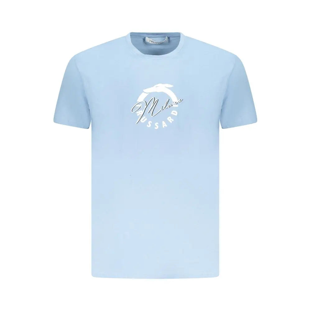 Trussardi light blue cotton t-shirt med Milanussard-logo