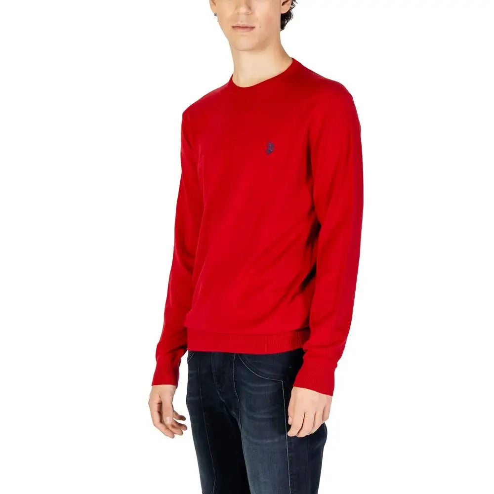 Rød crewneck-sweater med Polo Assn.-logo og multicolor bomuld