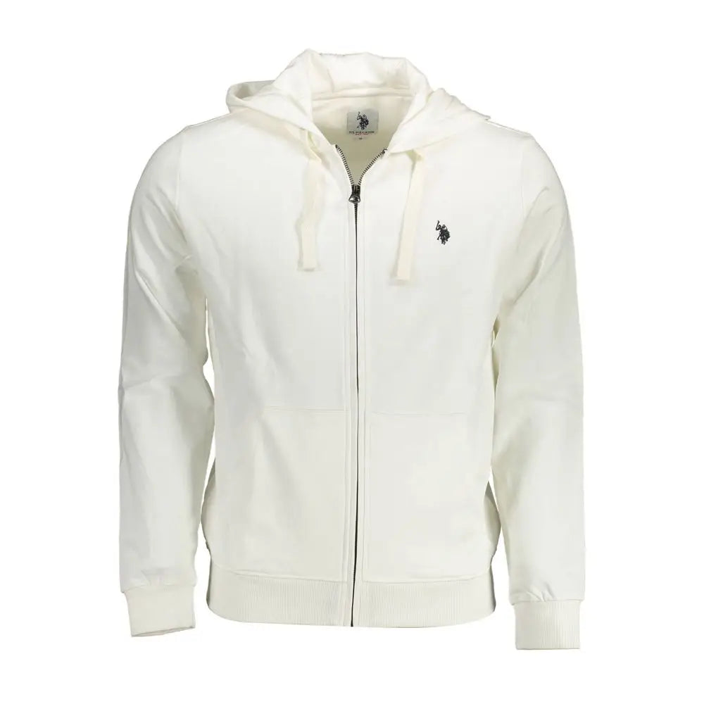 Polo Assn hvid bomuld herresweater med creme-farvet U.S.-tryk