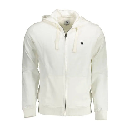 Polo Assn hvid bomuld herresweater med creme-farvet U.S.-tryk