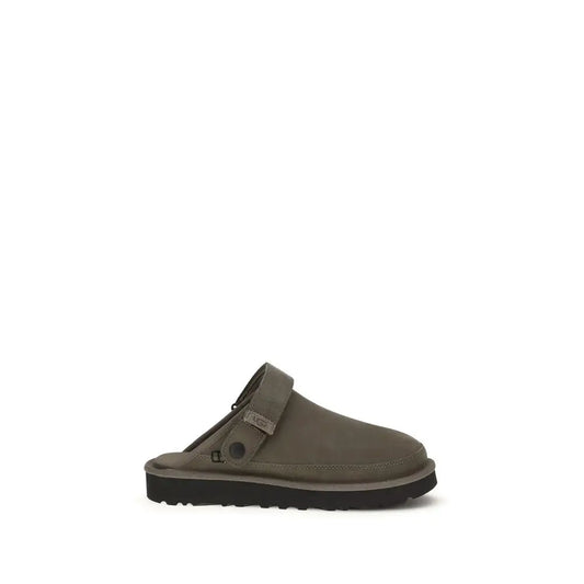 Ugg brown calf brun farvet mules i olive green suede med sort gummisål