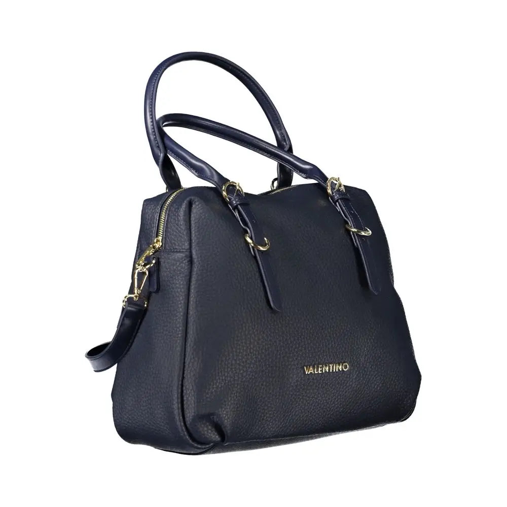 Valentino bags blå polyethylene taske med tekstureret læder og guld hardware
