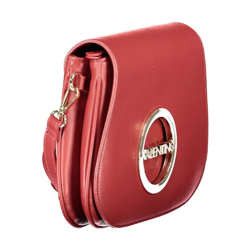 Rød Valentino crossbody taske med skinnende logo og guld hardware