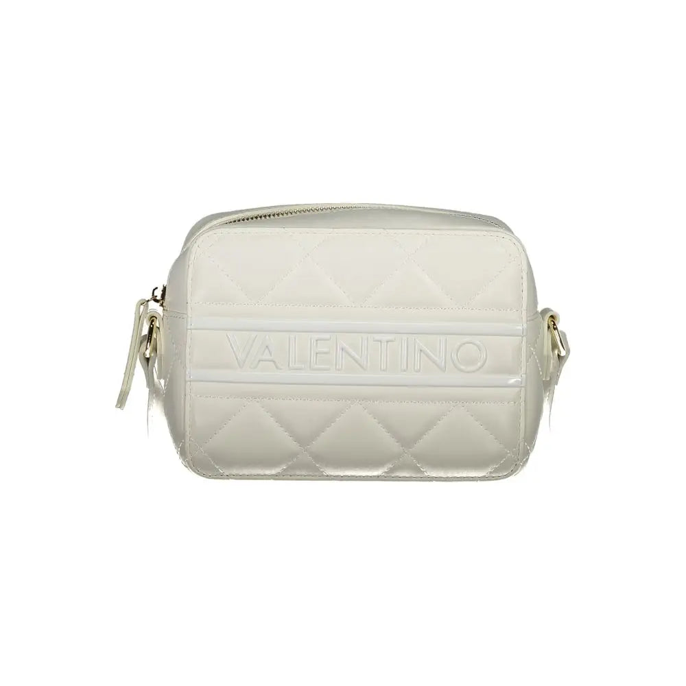 Klassisk hvid Valentino crossbody taske i quiltet stof med logo og guldhardware