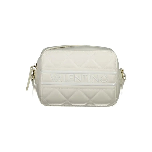 Klassisk hvid Valentino crossbody taske i quiltet stof med logo og guldhardware