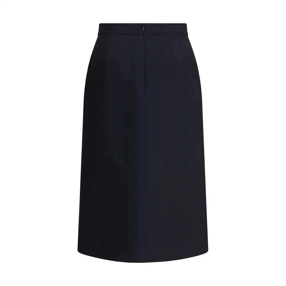 Sleek sort valentino belted midi skirt med lynlås
