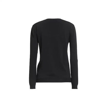 Valentino black polyamide sweatshirt med langærmet strik og crew hals