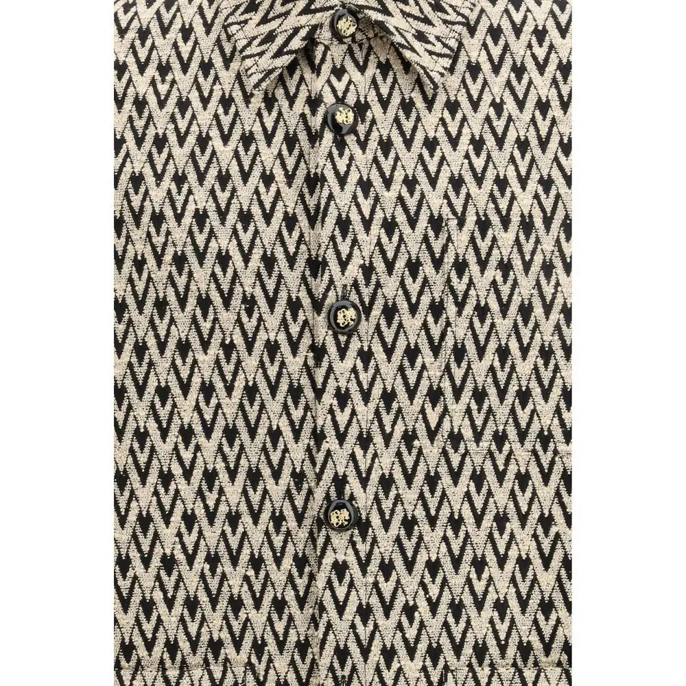 Valentino zigzag mønstret skjorte med guldknapper, spar 30-70% på mode