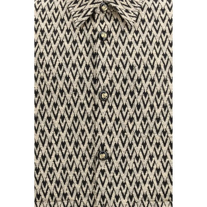 Valentino zigzag mønstret skjorte med guldknapper, spar 30-70% på mode