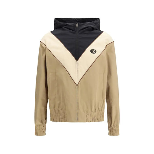 Valentino multicolor polyester shell jacket med beige og sort farveblokering