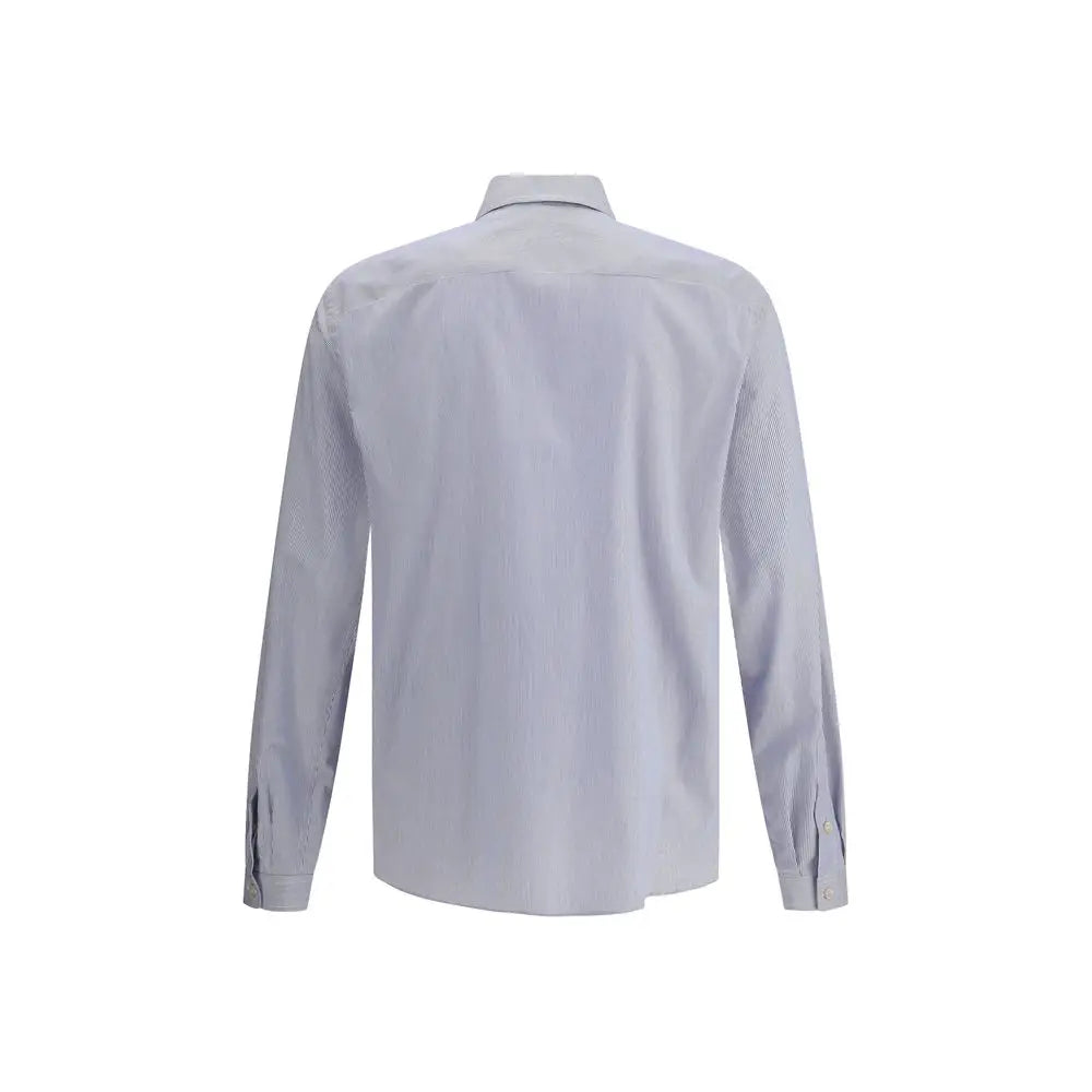 Lyst gråt Valentino stribet herreskjorte med klassisk krave og knapede manchetter, spar 30-70% på mode