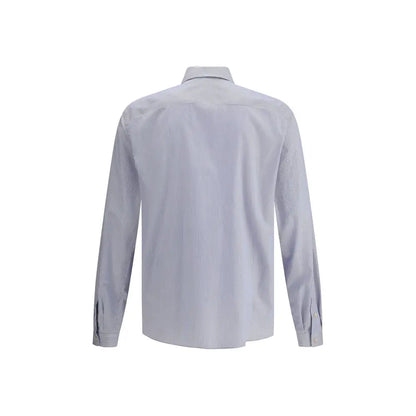 Lyst gråt Valentino stribet herreskjorte med klassisk krave og knapede manchetter, spar 30-70% på mode