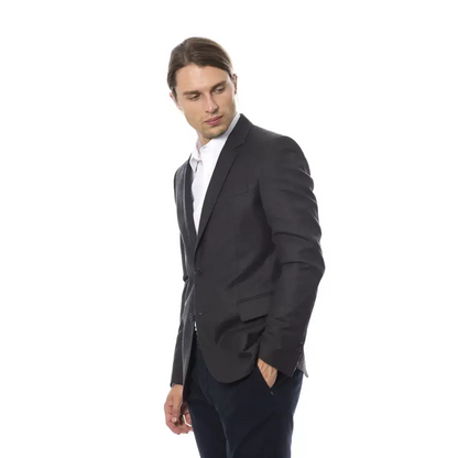 Verri gray wool men blazer with sleek modern cut and subtle texture