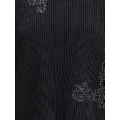Versace Barocco Leaf embroidered sweater i sort corduroy med mørke udsmykninger