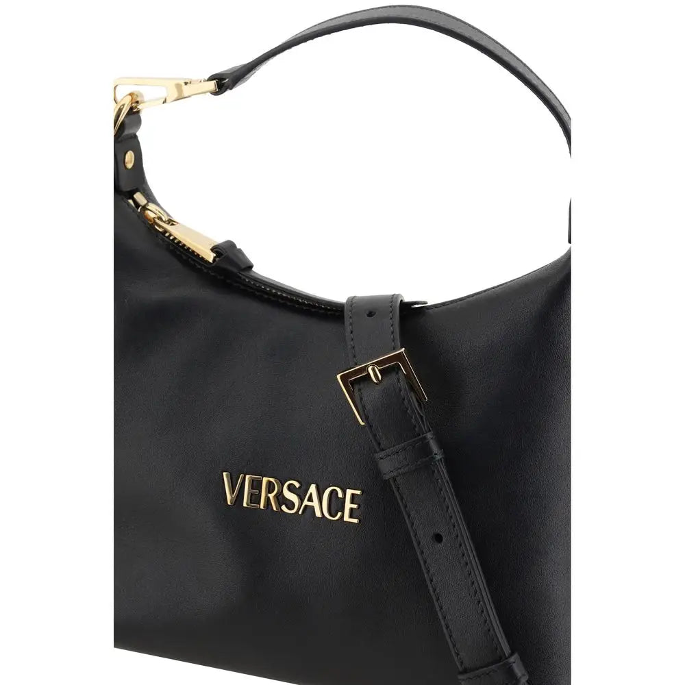 Versace black calf leather Bos Taurus håndtaske med guld hardware