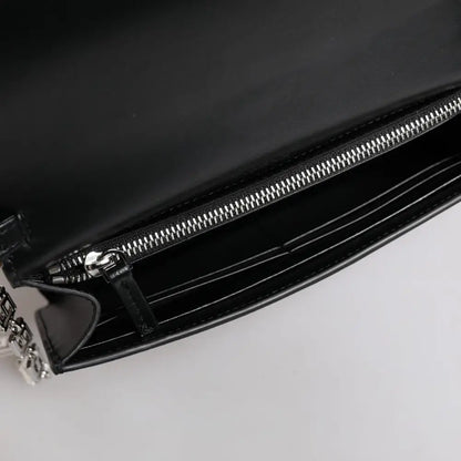 Versace Black Calfskin Leather Chain Strap Shoulder Crossbody Bag