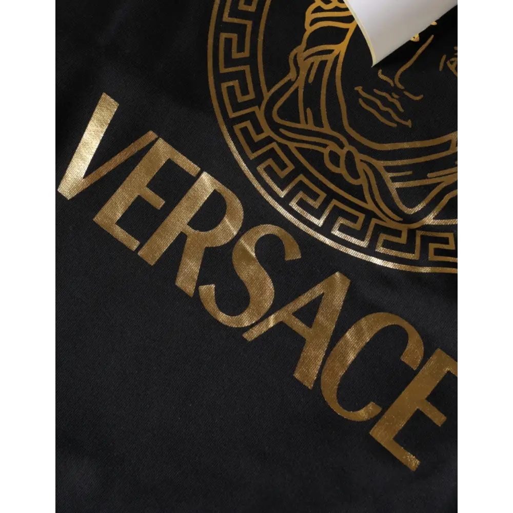 Versace Black Medusa Print Cotton HoodiePullover Sweatshirt Sweater - Sweaters