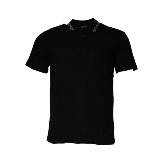 Versace Black Viscose Collared Polo Short Sleeves T-shirt - T-shirts