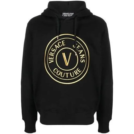 Versace Jeans Chic Black Hooded Sweatshirt