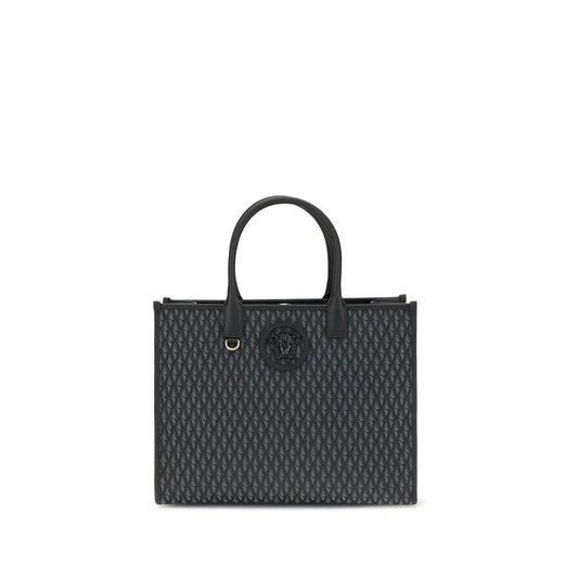 Sort Versace La Medusa tote i sort med quiltet tekstur og Medusa-logo – 100% originale brands