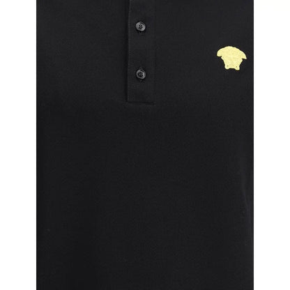 Sort Versace polo shirt med Versace-logo i guld på brystet